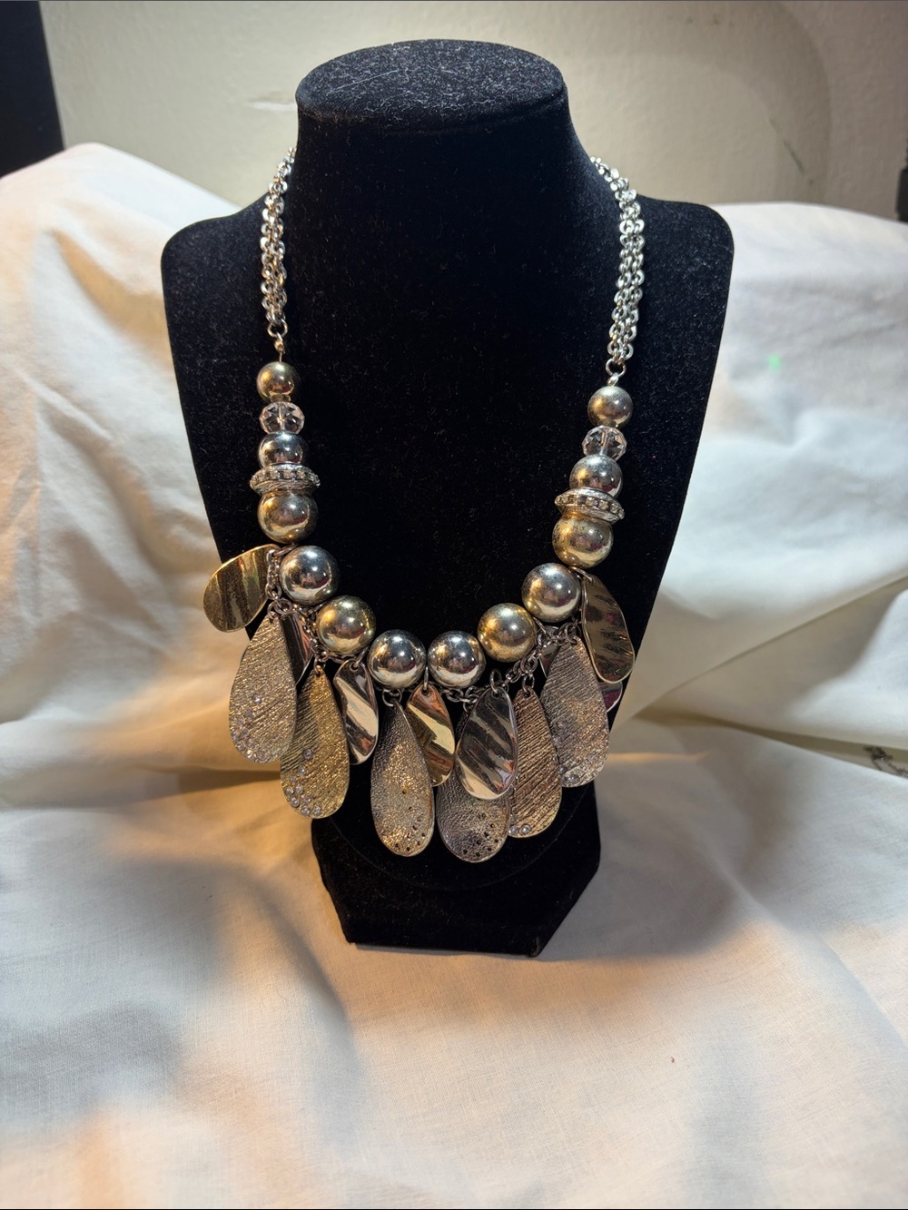 Silver Multi-Drop Statement Necklace - Women Jewelry